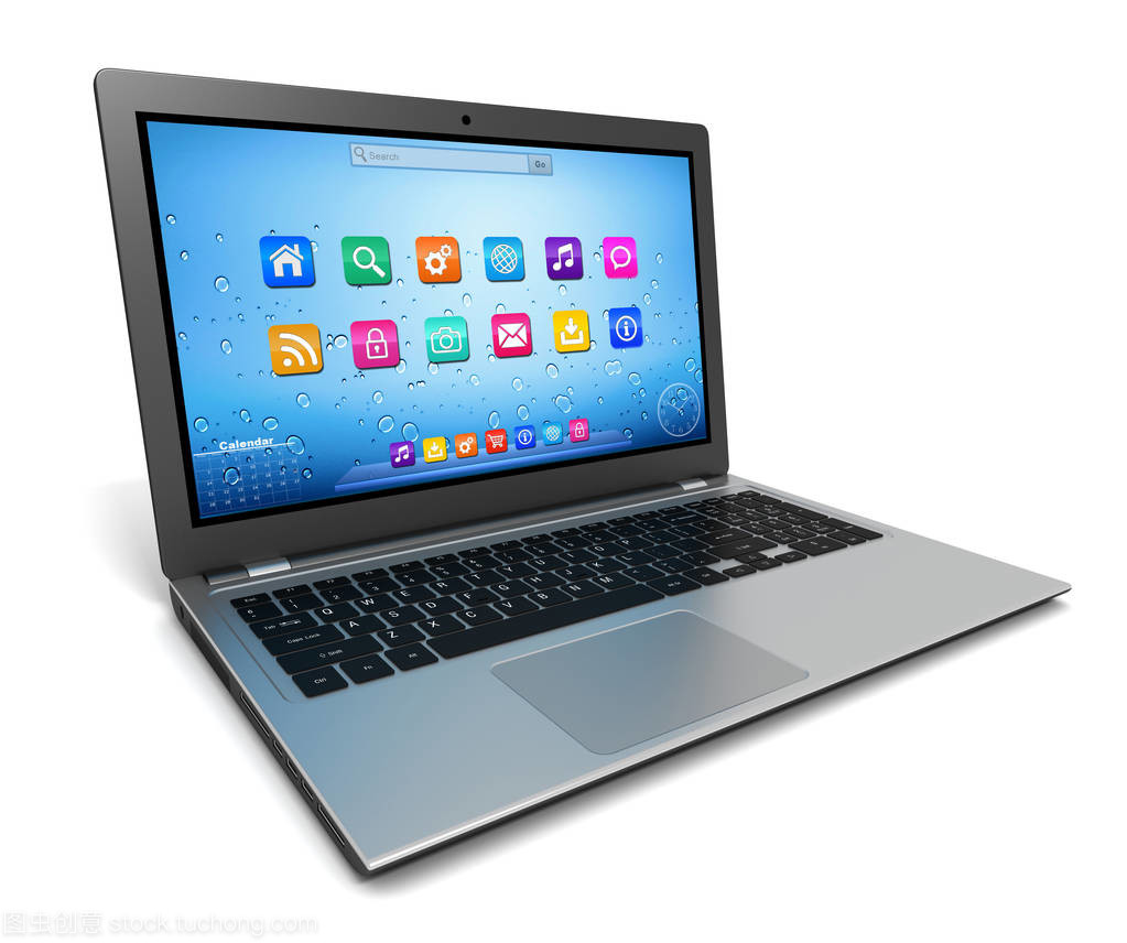 现代笔记本电脑 3D插图隔离技术驱动未来计算